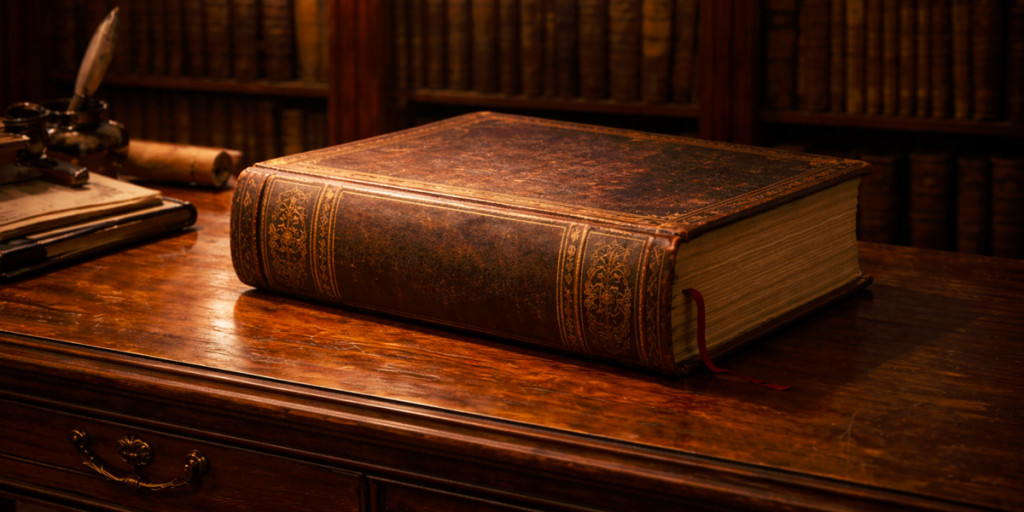 机に置いてある古い辞書