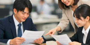 新卒社員を教育する女性社員