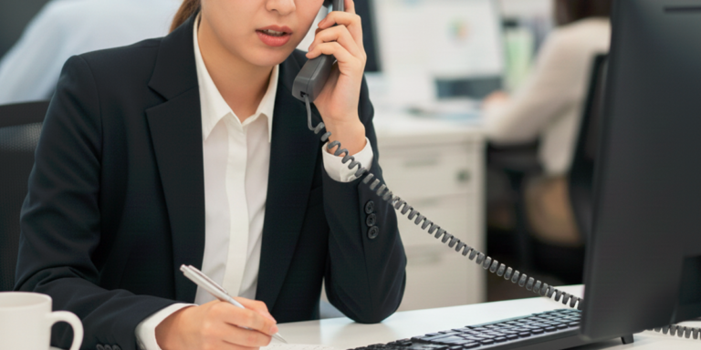 電話対応する女性社員