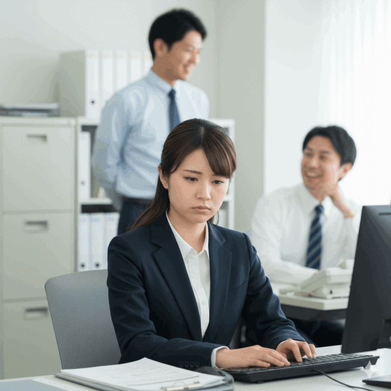 居心地が悪そうな総務女性社員