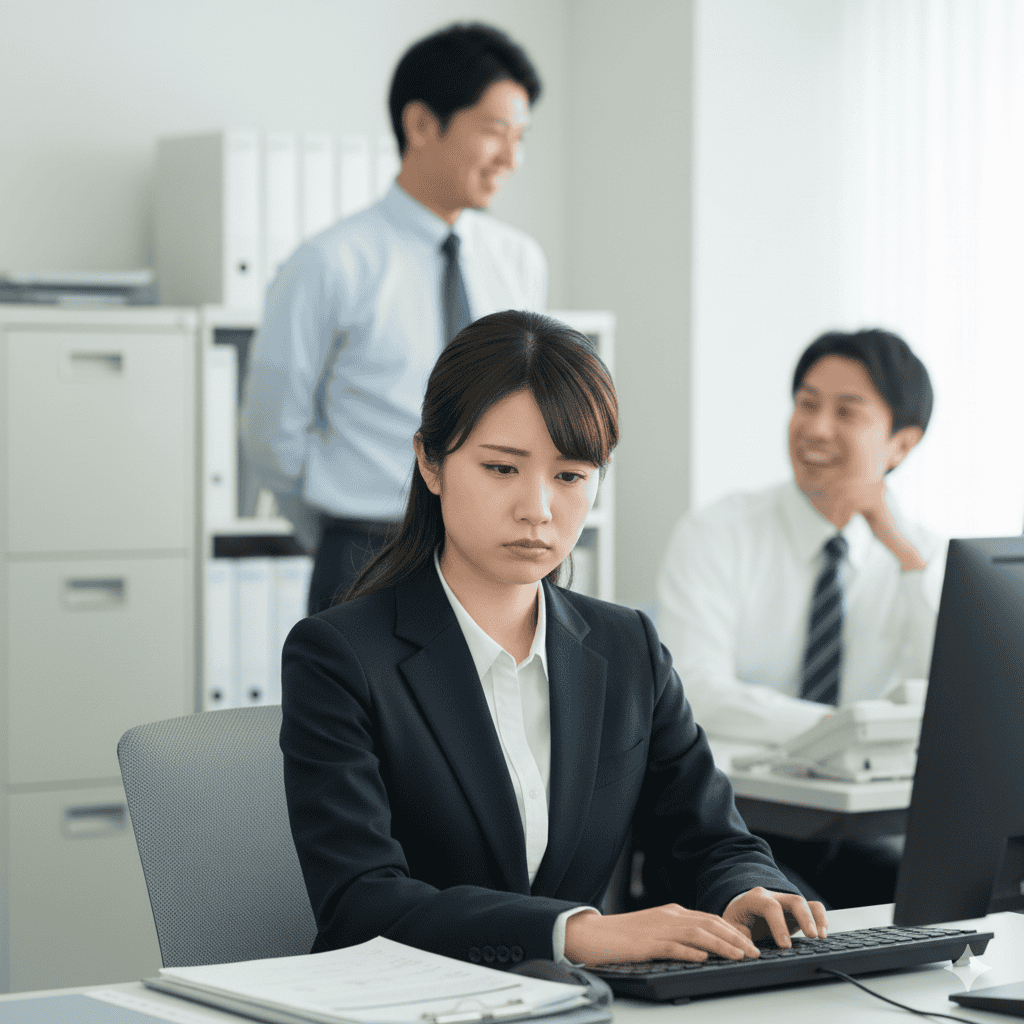 居心地が悪そうな総務女性社員