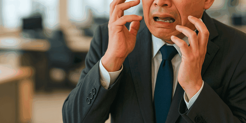 指摘されておびえる中年男性社員