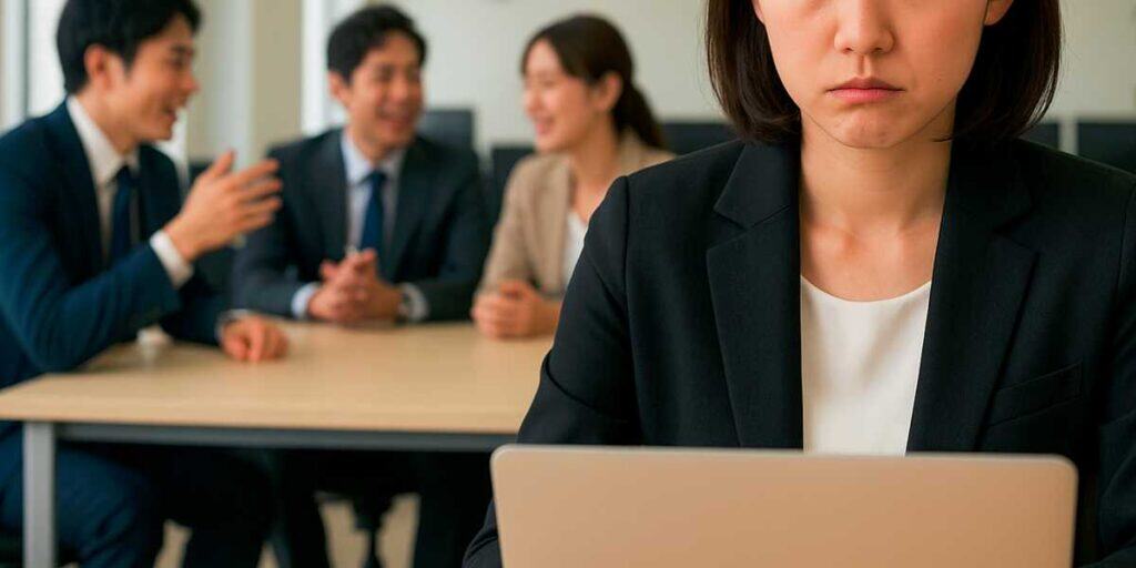 うるさい職場でイライラする女性社員