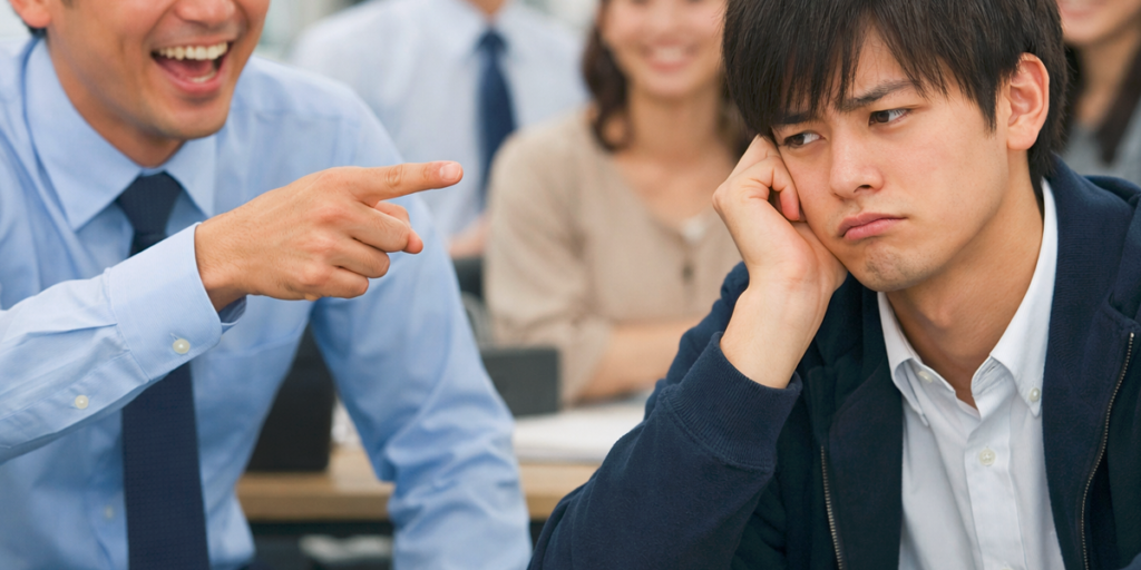 a_male_employee_who_makes_fun_of_someone's_appearance 人の容姿をいじる男性社員