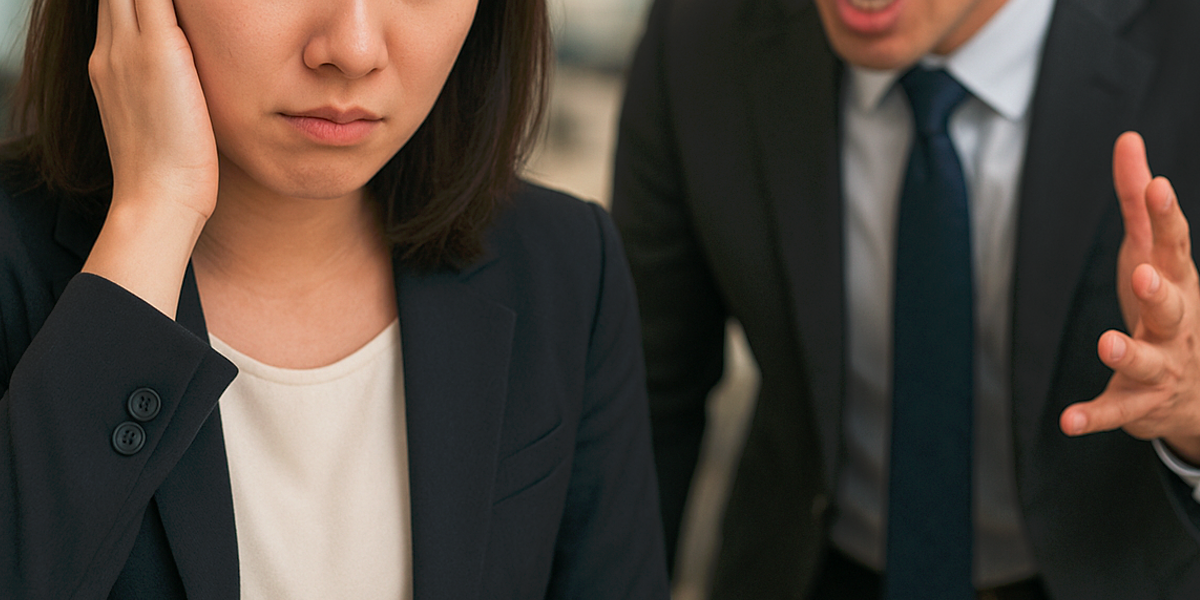 クレームに耳を塞ぐ女性社員