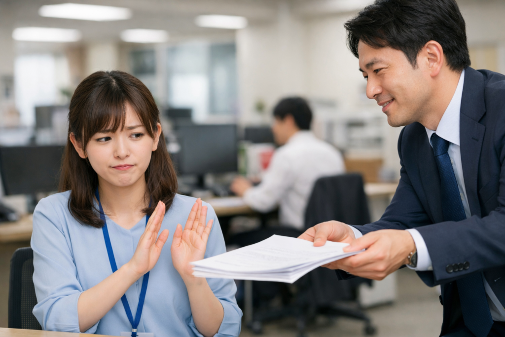 仕事を断っている女性社員