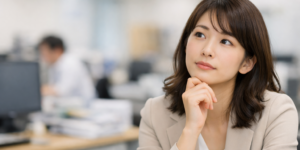 想いに更ける女性社員