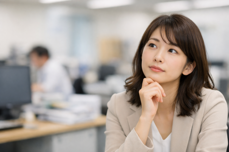 想いに更ける女性社員