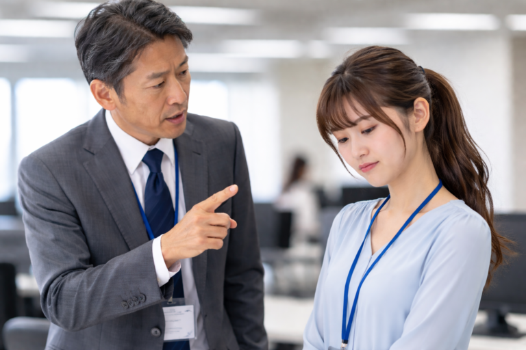女性社員を注意する男性社員