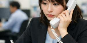 電話にでる女性社員