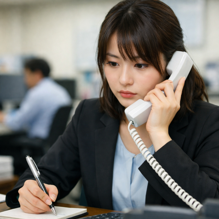 電話にでる女性社員