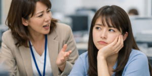 愚痴をいう女性社員と聞いててうんざりしている女性社員