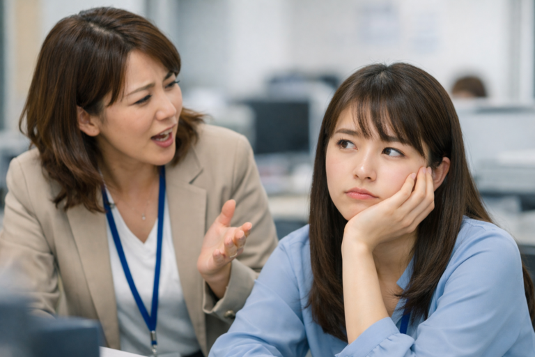 愚痴をいう女性社員と聞いててうんざりしている女性社員