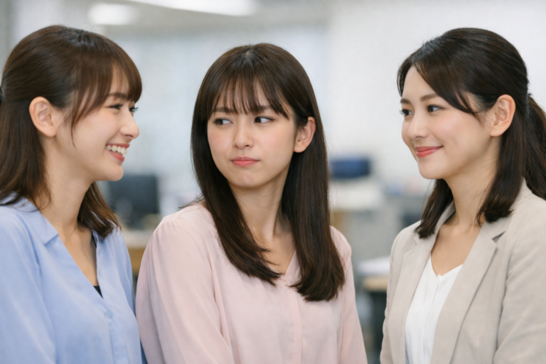 立ち話をする3人の女性社員