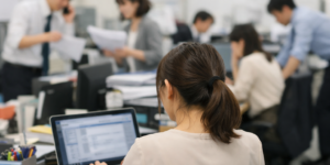 忙しい職場の風景